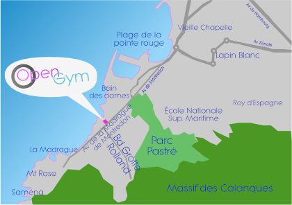 Plan d'accès au club de gym et musculation Open Gym à Marseille 8e
